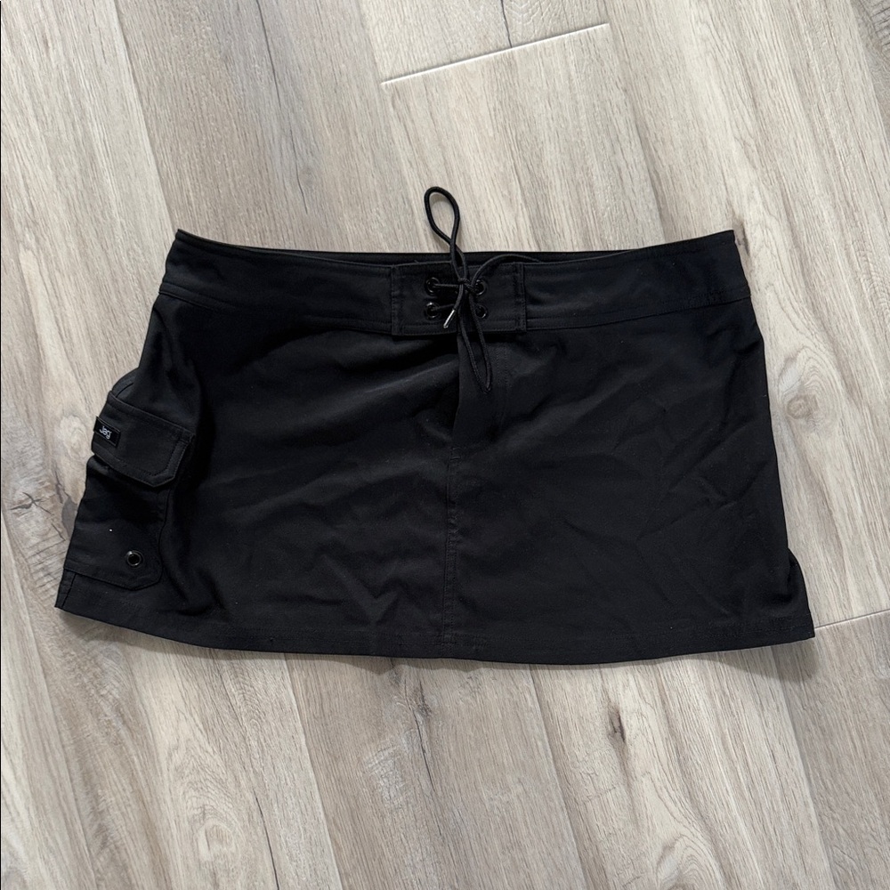 Maternity Black Lace-Up Swim Skirt with Side Pocket